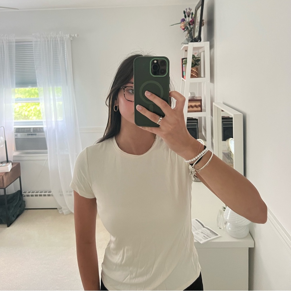 Ann Taylor knit cream tee